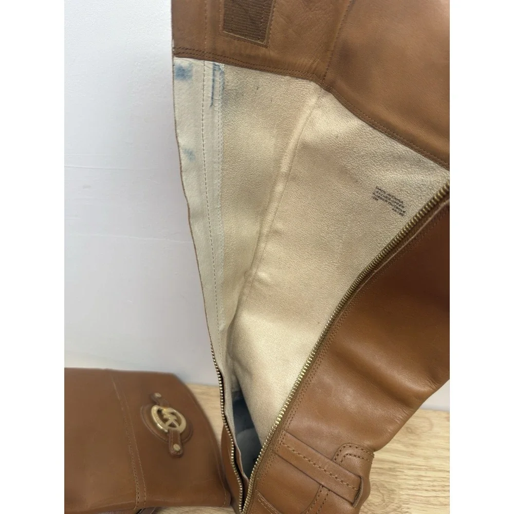 MICHAEL KORS Women's Stockard 10M‎ Cognac Brown Riding Equestrian Tall Boots #54